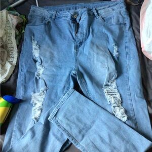 SHEIN 4 xl Light Blue Ripped Skinny Jeans